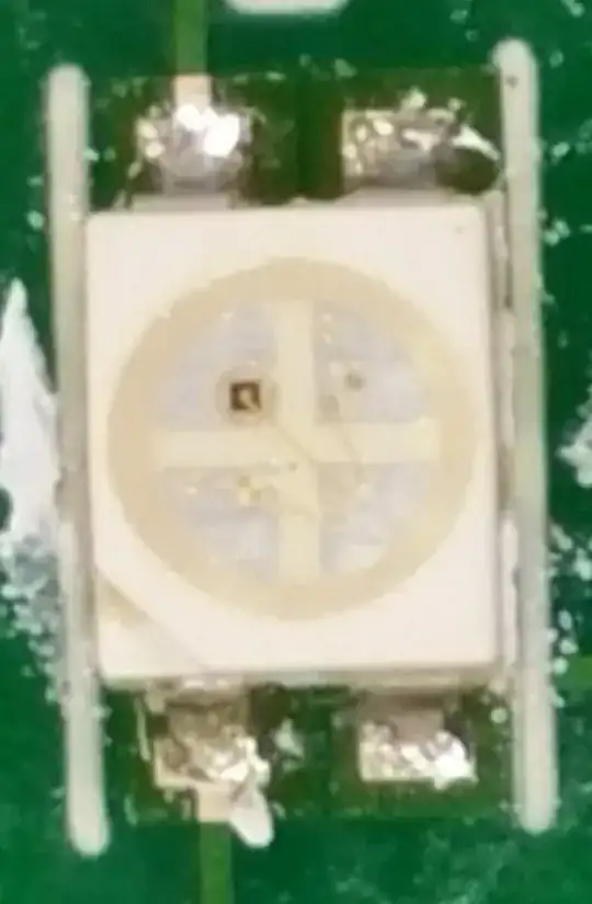 Kerosene-soaked LED after being left to dry and in the working condition