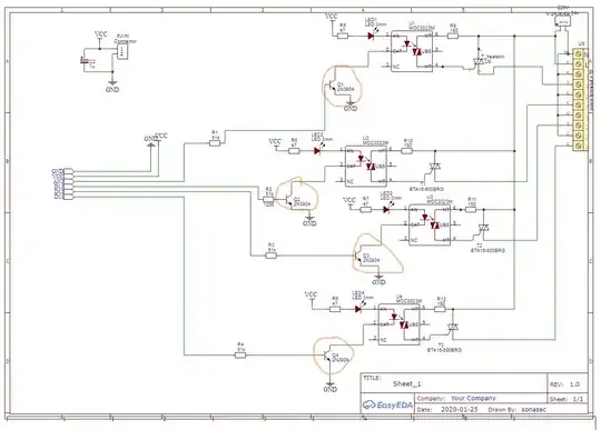 Four Triac controlled by atmega328p via MOC3023
