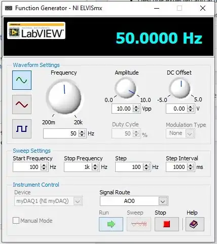 NI myDAQ fgen settings