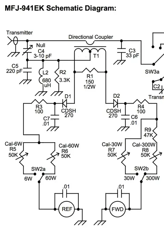 Wattmeter half of MFJ-941EK schematic diagram