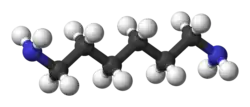 Ball and stick model of hexamethylenediamine