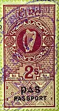 Ireland 1939 2s passport stamp