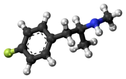 Ball-and-stick model of the 4-fluoromethamphetamine molecule