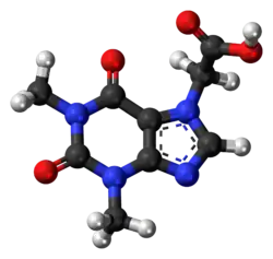 Ball-and-stick model of the acefylline molecule