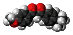 Space-filling model of the avobenzone molecule