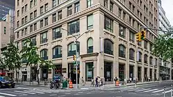 Yeshiva's Law School is pictured on the corner of a Manhattan street.