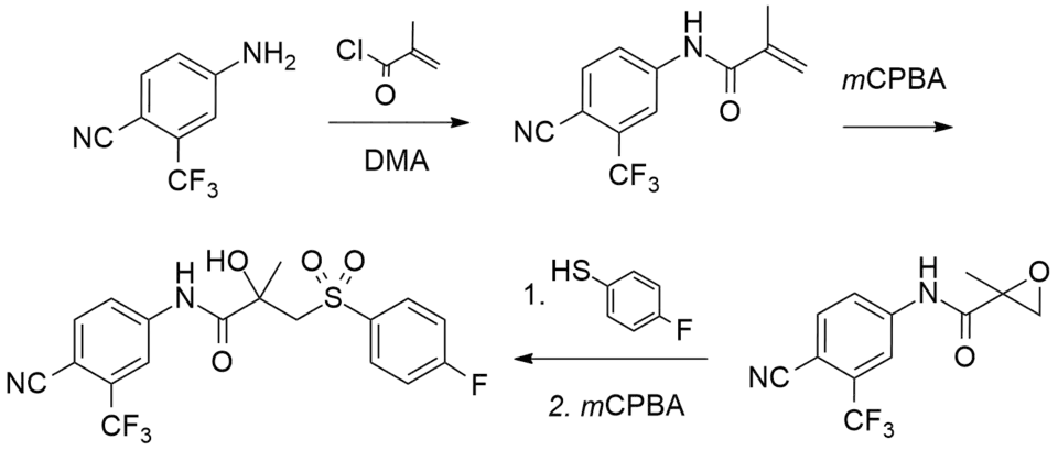 Bicalutamide chemical synthesis diagram