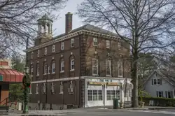 A two-story brick building