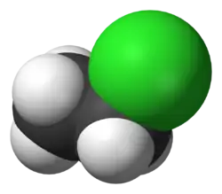 Ball-and-stick model of chloroethane