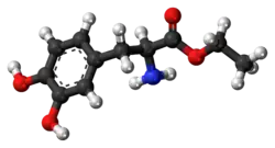 Ball-and-stick model of the etilevodopa molecule
