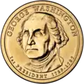 Coin with a portrait of Washington, reading "George Washington 1st President 1789-1797