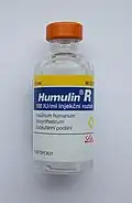 a vial labelled humalin R