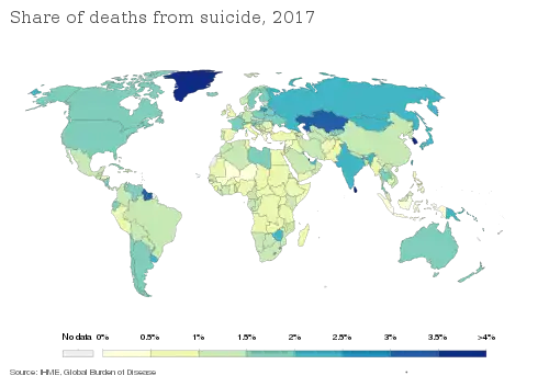 Share of deaths from suicide, 2017[231]