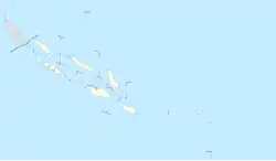 Map of Solomon Islands with mark showing location of Hele