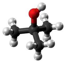 Ball and stick model of tert-butyl alcohol