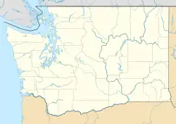 Map of Washington, USA with mark showing location of Soap Lake