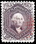 24-cent stamp showing a black-and-white portrait of Washington