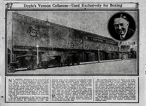 "Doyle's Vernon Coliseum—Used Exclusively for Boxing" (Los Angeles Times, January 1, 1925)