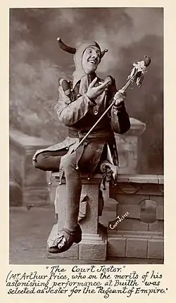 Mr. Arthur Price, selected as "The Court Jester" at the Pageant of Empire in 1909