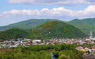 Northern outskirts of Mukachevo, Halish and Lovachka mountains