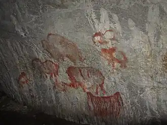 Rock paintings in the cave