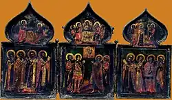 A three-leaved fold with the image of the "Annunciation", "Trinity" and "Presentation"; the end of the 17th century; temperaon wood; 13 x 7.3&nbsp;cm; National Art Museum of Azerbaijan (Baku)