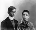 Avshalom Feinberg, aged 20, with Shaul (Pava), the 13-year-old son of Boris Feinberg. The year is 1910.