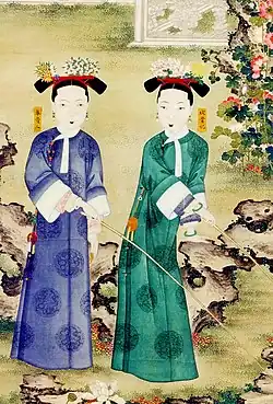 Concubines of the Xianfeng Emperor fishing at a pond.