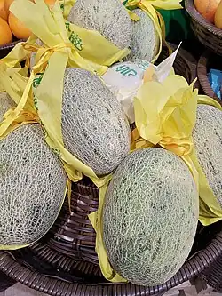 Hami melons at a market in Urumqi