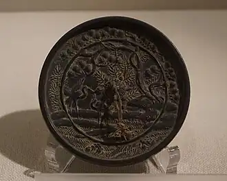 Bronze mirror with pine and crane pattern