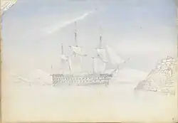 His brother William's ship HMS&nbsp;Vengeance in Port Mahon, 26 May 1852.