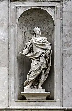 Saint Oswald on the front of San Stae church in Venice