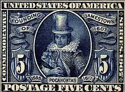 Pocahontas commemorative postage stamp of 1907