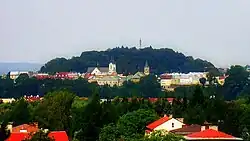 Sanok city center – city park in the background
