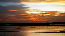 salt pans under twilight