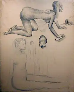 Drawing I, (1955), charcoal, Prague City Gallery