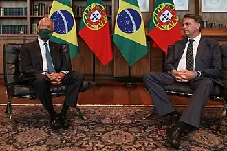 President Marcelo Rebelo de Sousa and President Jair Bolsonaro in Brasília, 2021.