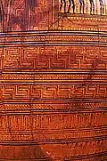 A detail of key patterns from a Greek painted terracotta amphora from 8th century B.C. in the collection of the Archaeological Museum of Athens