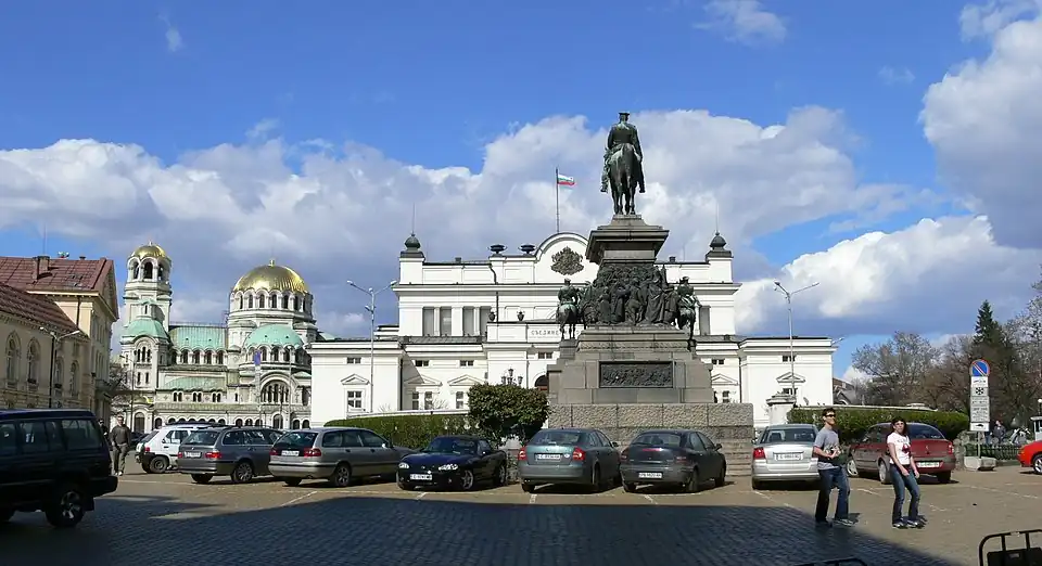 Rear view with the National Assembly of Bulgaria and the Alexander Nevsky Cathedral
