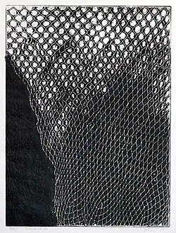 Unrolled Net from the series Found Nets, collography, 1964