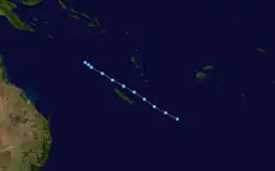Track map of a Tropical Depression to the south of Vanuatu