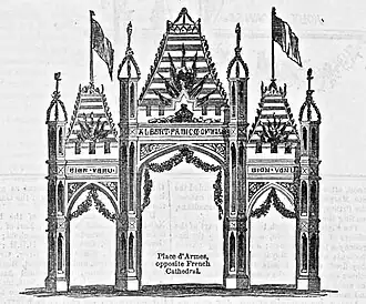 Triumph Arch on Place d'Armes, Montreal, Canada.