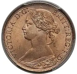 Copper coin with a woman's head