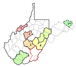 West Virginia's Delegate districts as defined in the 1863 Constitution