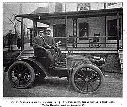 1902 C. G. V. 15 hp runabout with Carlton R. Mabley in the drivers seat