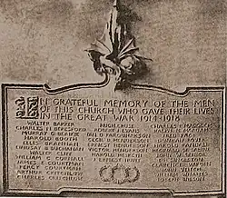Black and white photograph of the Chorlton Road Congregational Church war memorial