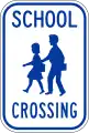 School crossing (Blue on white) (Ontario) (1955)