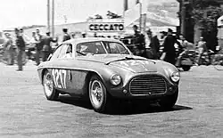 1950 Ferrari 195 S berlinetta by Carrozzeria Touring, at the Coppa della Toscana. Chassis No. 0026M. Outright winner of the 1950 Mille Miglia, driven by Gianni Marzotto in a double-breasted suit.