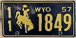 1957 Wyoming License Plate