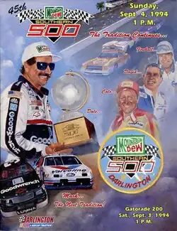 The 1994 Mountain Dew Southern 500 program cover, featuring Dale Earnhardt.